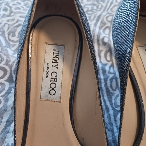 Jimmy Choo Isabel Glittery Peep Toe Kitten Heel Pump Women's 36.5 - Picture 8 of 14